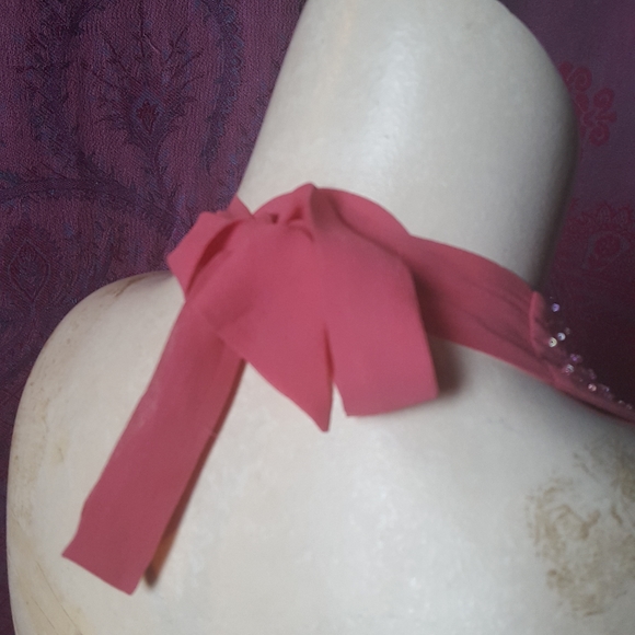 2/$35 Bebe Coral Pink Beaded Ruched Silk Halter Top - Picture 13 of 16
